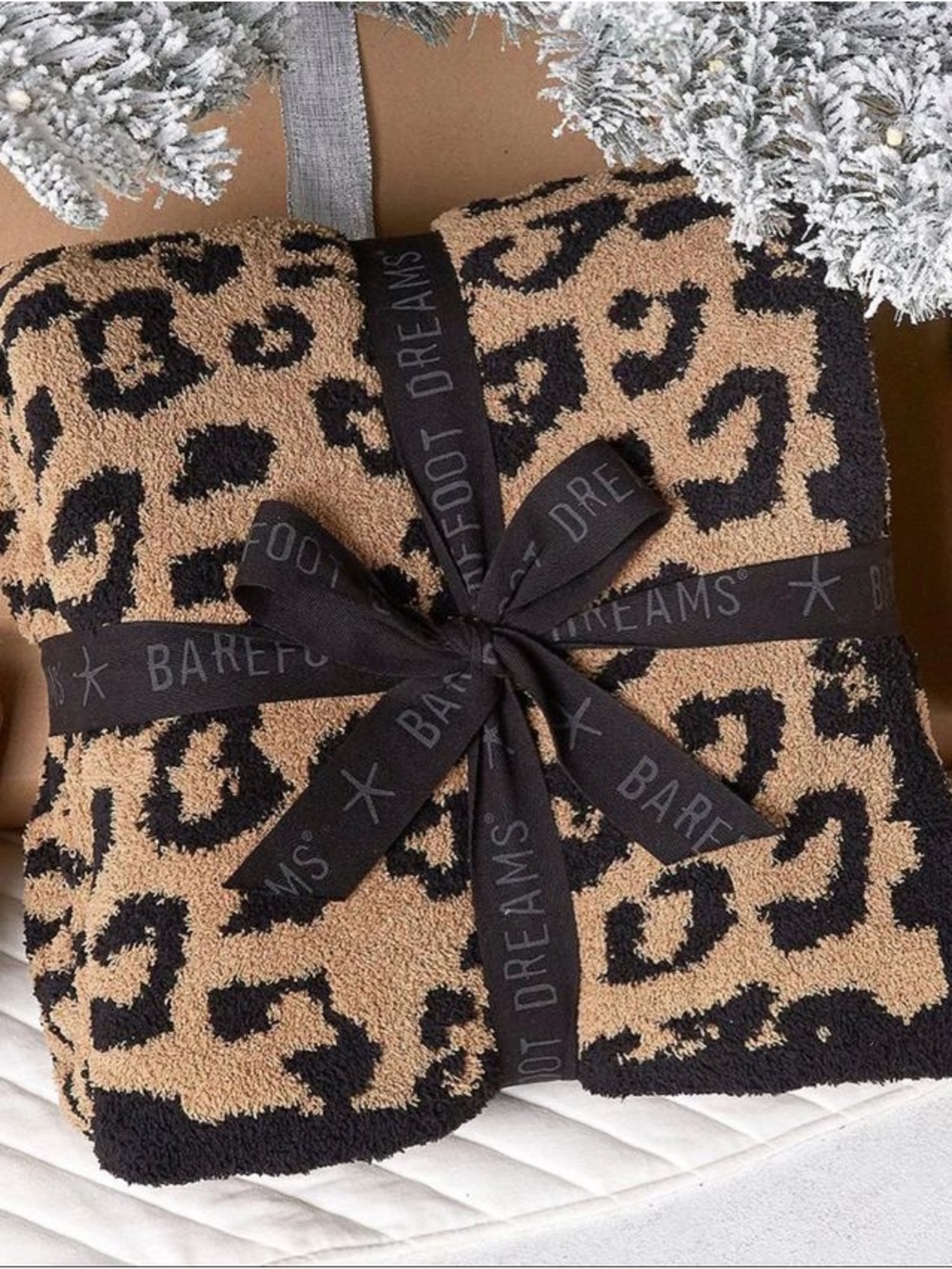 Barefoot Dreams Leopard Print Throw in Tan and Black